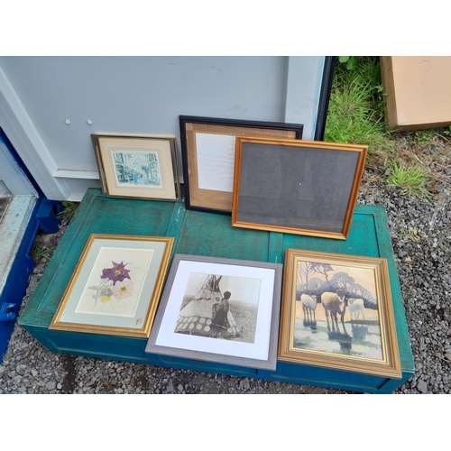 333 - Various pictures and prints, frames suitable for re purposing, Cows oil on Board by Christine Pratt,... 