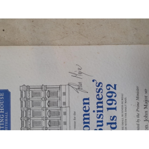 357 - Women into Business Awards 1992 signed  by John Major PM and Angela Browning MP