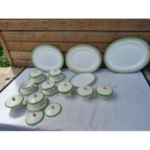 359 - Vintage Royal Cauldon green white and gilt dinner service and other dinner ware