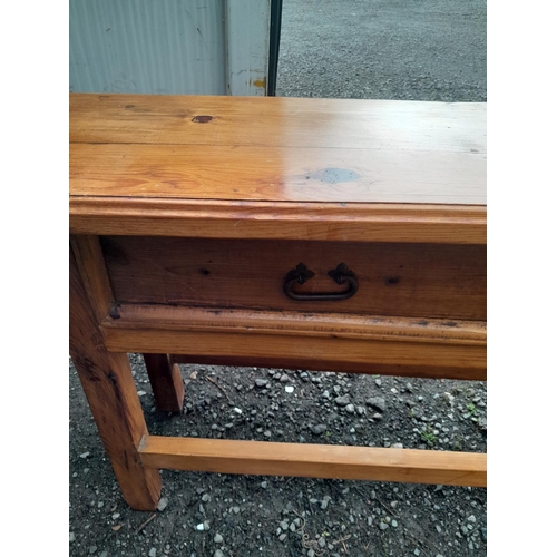 407 - Vintage pine two drawer side table