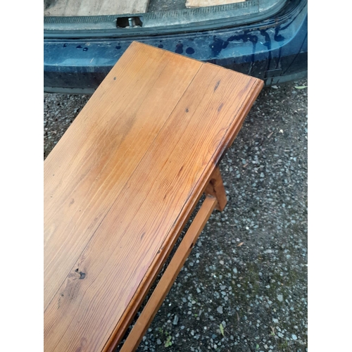 407 - Vintage pine two drawer side table