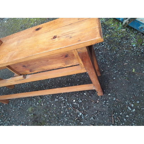 407 - Vintage pine two drawer side table