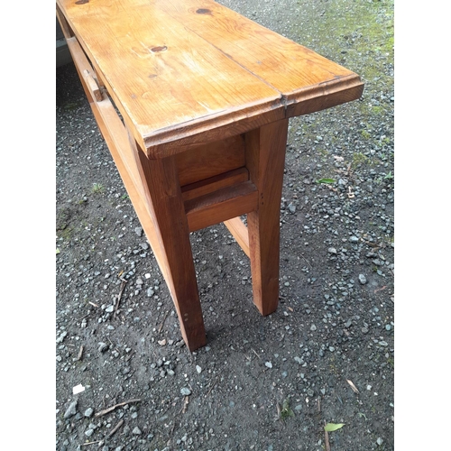 407 - Vintage pine two drawer side table