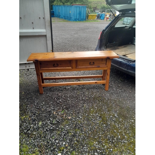 407 - Vintage pine two drawer side table