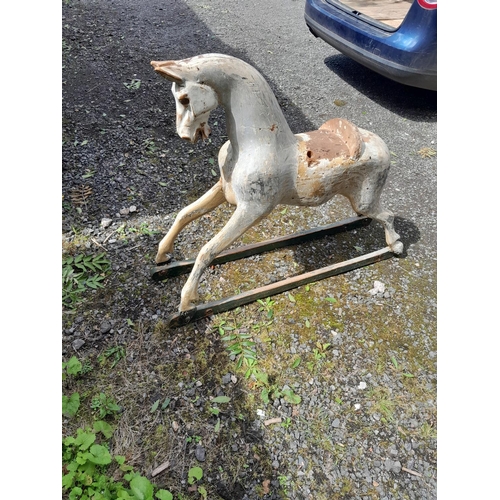 430 - Early 20th century rocking horse possibly by F H Ayres, ready for restoration or as is, note slender... 