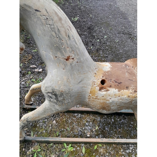 430 - Early 20th century rocking horse possibly by F H Ayres, ready for restoration or as is, note slender... 