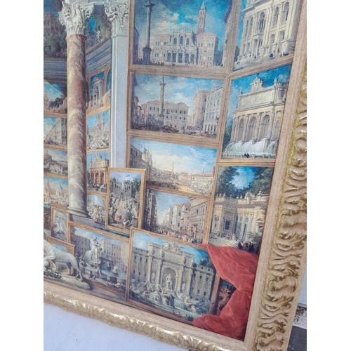 460 - Large modern oleograph after the original Roma Moderna by Giovanni Paulo Panini in impressive giltwo... 