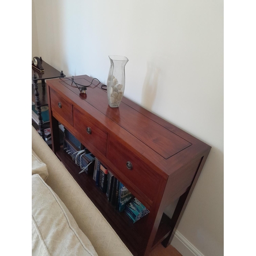 472 - Modern hardwood sideboard 120 cms x 38 cms x 92 cms high