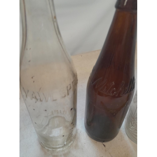 479 - 3 x vintage bottles : Yawl Springs, Mitchells and one decorated bottle