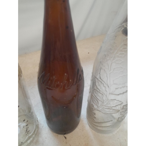 479 - 3 x vintage bottles : Yawl Springs, Mitchells and one decorated bottle