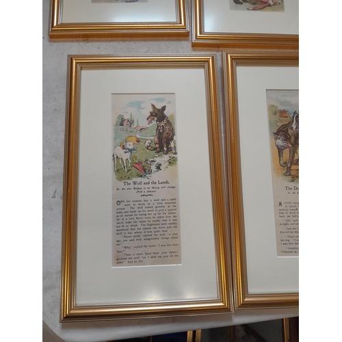 650 - Set of seven vintage childrens nursery prints recently re framed