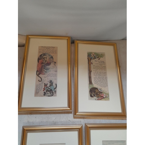 650 - Set of seven vintage childrens nursery prints recently re framed