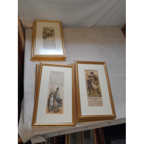 650 - Set of seven vintage childrens nursery prints recently re framed