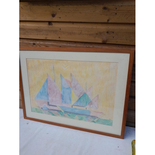 766 - Watercolour by T M Mitchell, The Boat, F&G 52 cms 76 cms