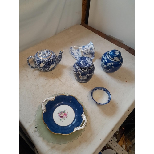 127 - Decorative china and glassware : Kang Zi Prunus vase and other blue and white ware