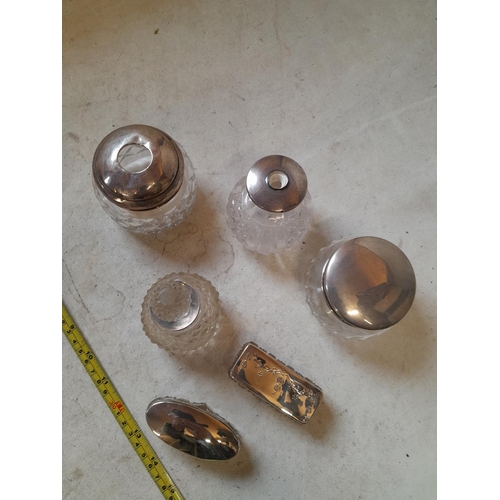 8 - Various silver top cut glass dressing table jars