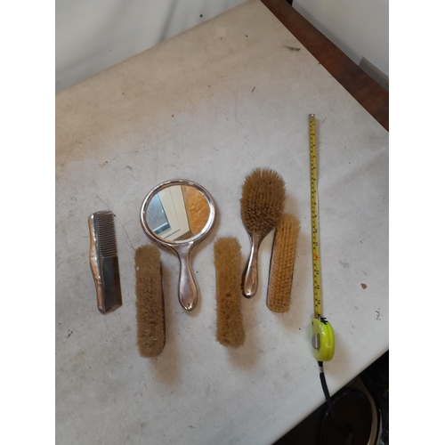 13 - Various silver brush set items