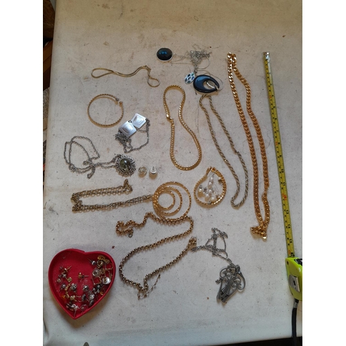 25 - Costume jewellery, earrings, gold plated necklaces,  etc.