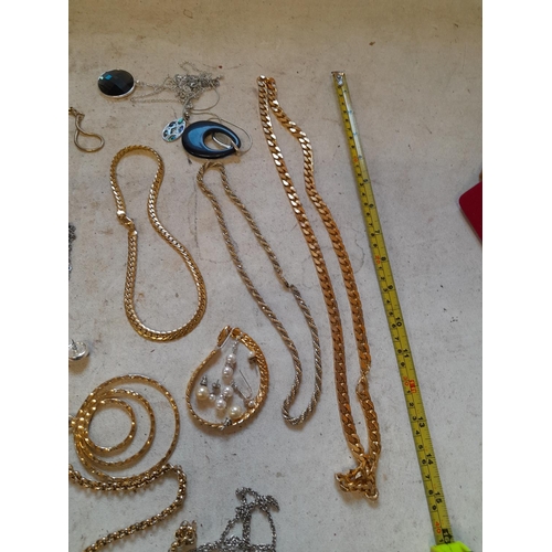 25 - Costume jewellery, earrings, gold plated necklaces,  etc.