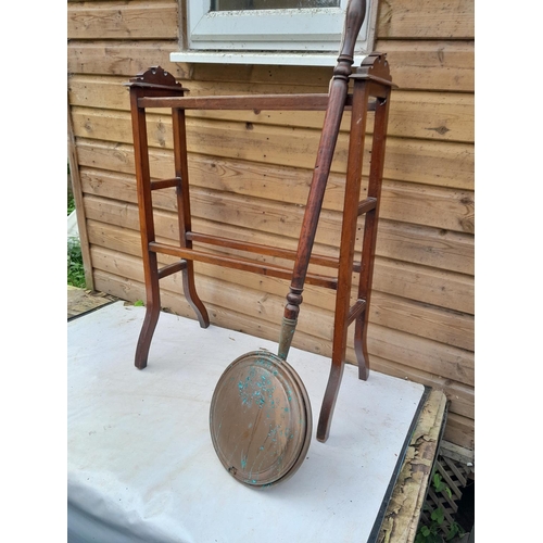 33 - Early 20th century clothes rail & warming pan