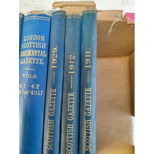 50 - 3 boxes of London Scottish Regimental Gazette, earliest edition 1896 - 1980 s