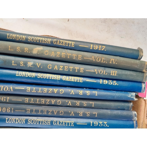 50 - 3 boxes of London Scottish Regimental Gazette, earliest edition 1896 - 1980 s