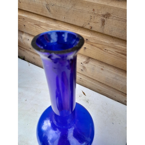 51 - Damaged blue glass vase, Little Folk of Tiverton toy fox etc