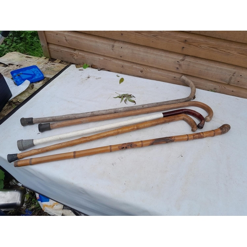 99 - Walking sticks, vintage carved South East Asian bamboo root ball cane