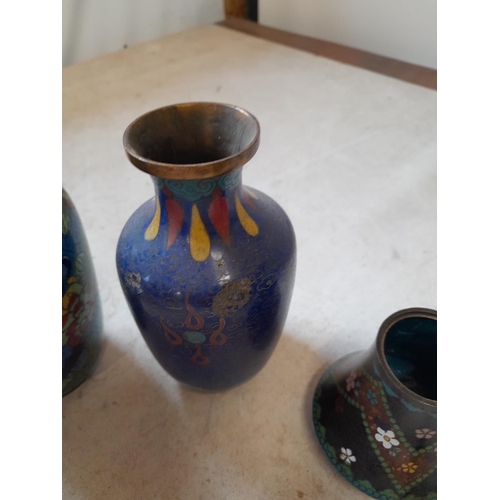 190 - Assorted vintage cloisonne vases