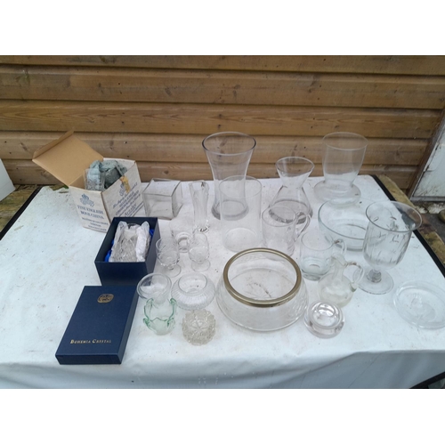 211 - Collection of clear glass, boxed Bohemia crystal, vine and leaf tankard Edwardian cut and modern