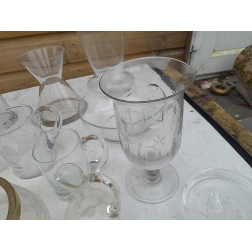 211 - Collection of clear glass, boxed Bohemia crystal, vine and leaf tankard Edwardian cut and modern