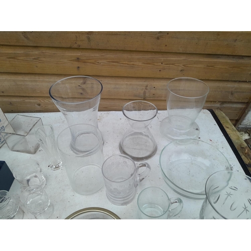 211 - Collection of clear glass, boxed Bohemia crystal, vine and leaf tankard Edwardian cut and modern