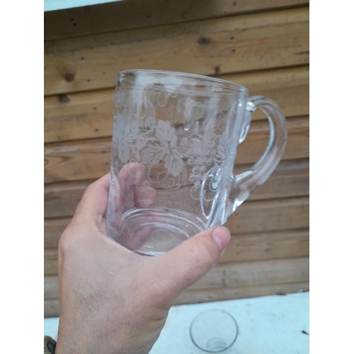 211 - Collection of clear glass, boxed Bohemia crystal, vine and leaf tankard Edwardian cut and modern