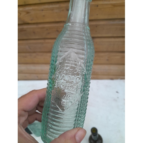 213 - Collection of advertising and other bottles : Morton Chemist, R Whites, Newton Heat