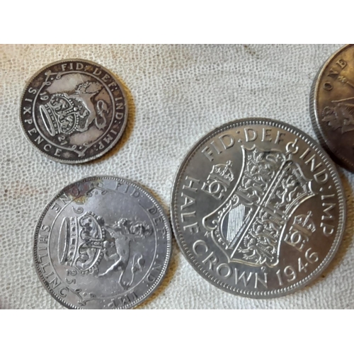 229 - Coins : 1946 Half Crown NEF, 2 x One Florins 1929 NF with light tarnish & 1919 NF, 1894 One Shilling... 