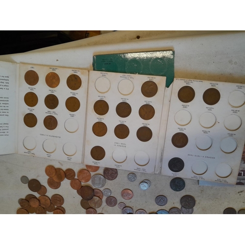 231 - Coins : Brunel coin set, mixed denomination GB coins, 2 x partially filled Penny coin sets