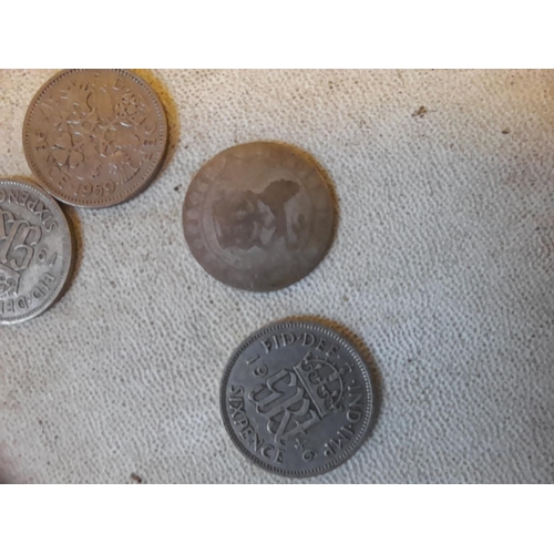 232 - Coins : Sixpences : 1946, 1945, 1959, 1938, 1949, 1947  & one other polished