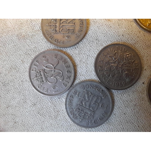 232 - Coins : Sixpences : 1946, 1945, 1959, 1938, 1949, 1947  & one other polished