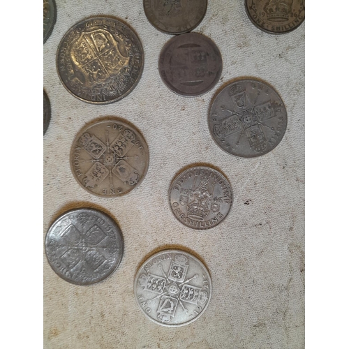 240 - Coins : Maundy Money 1868 silver Two D, F, and other pre 1947 coins, Florins Half Crowns condition v... 