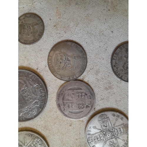 240 - Coins : Maundy Money 1868 silver Two D, F, and other pre 1947 coins, Florins Half Crowns condition v... 