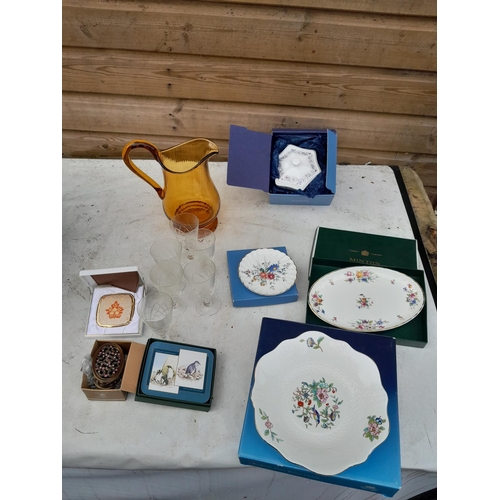 245 - Various boxed ceramics : Minton, Wedgwood, amber lemonade set with six glasses etc