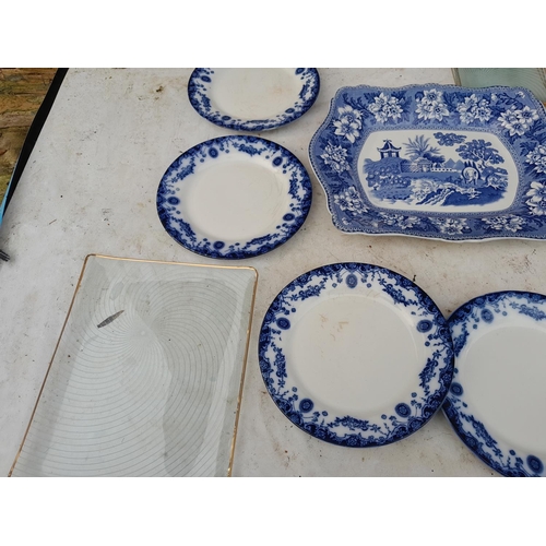 248 - Assorted blue and white china, makers vary from late 19th century flow blue etc.