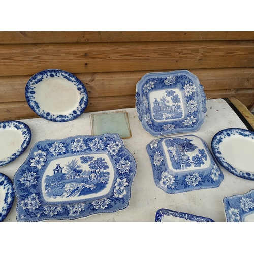 248 - Assorted blue and white china, makers vary from late 19th century flow blue etc.