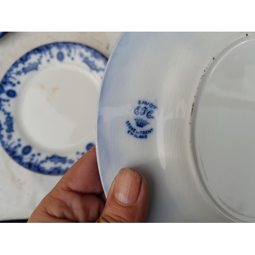 248 - Assorted blue and white china, makers vary from late 19th century flow blue etc.