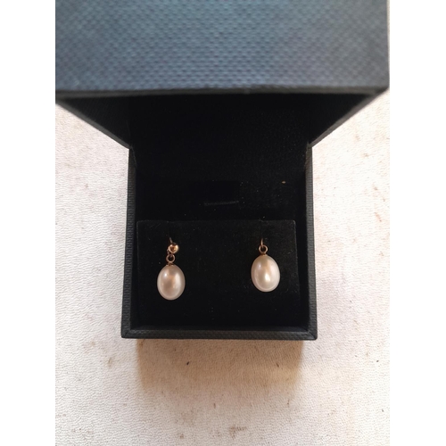 276 - Pair of nice size pearl earrings in presentation box