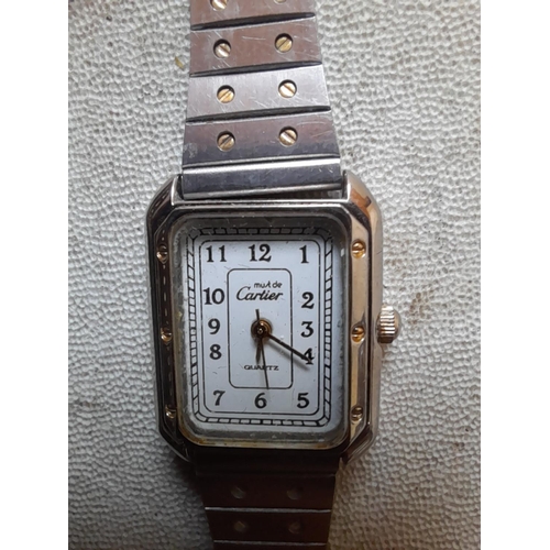 277 - Ladies Must De Cartier wristwatch from the 1990s with Miyota Co, unadjusted quartz movement with art... 