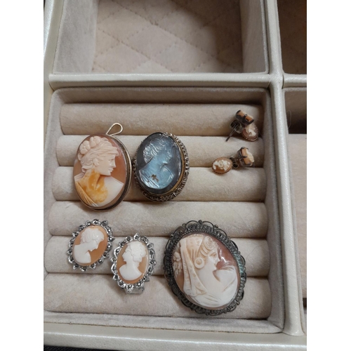 291 - Gold plated and other cameo jewellery