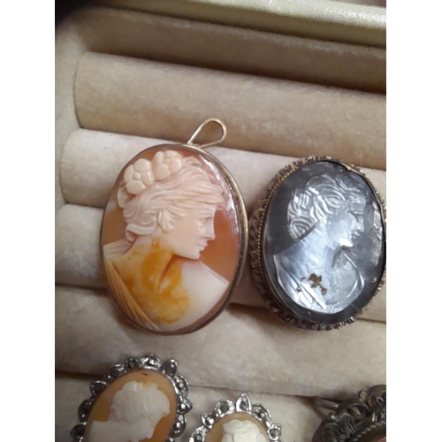 291 - Gold plated and other cameo jewellery