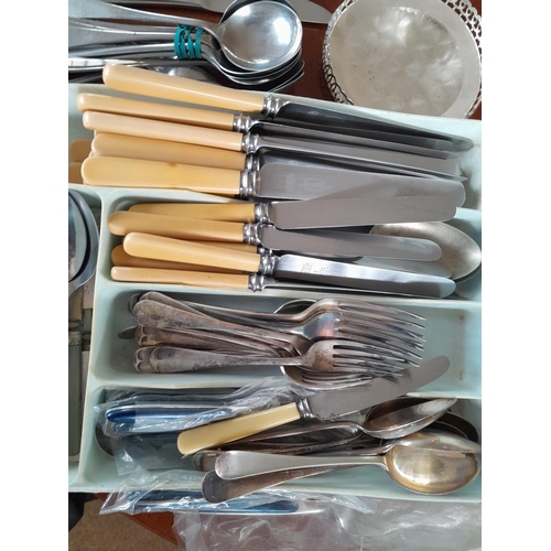 295 - Large array of assorted silver plated, chrome plated and stainless steel cutlery