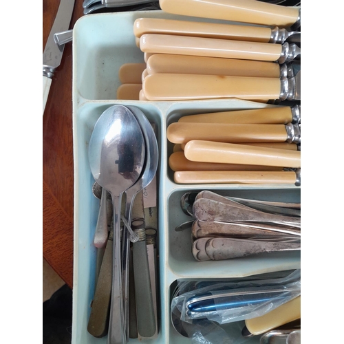 295 - Large array of assorted silver plated, chrome plated and stainless steel cutlery